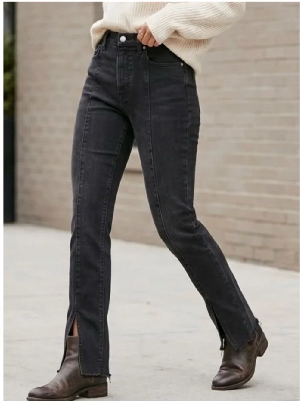 Abercrombie & Fitch Black Wash Seam Front Raw Hem The Skinny High Rise Jeans